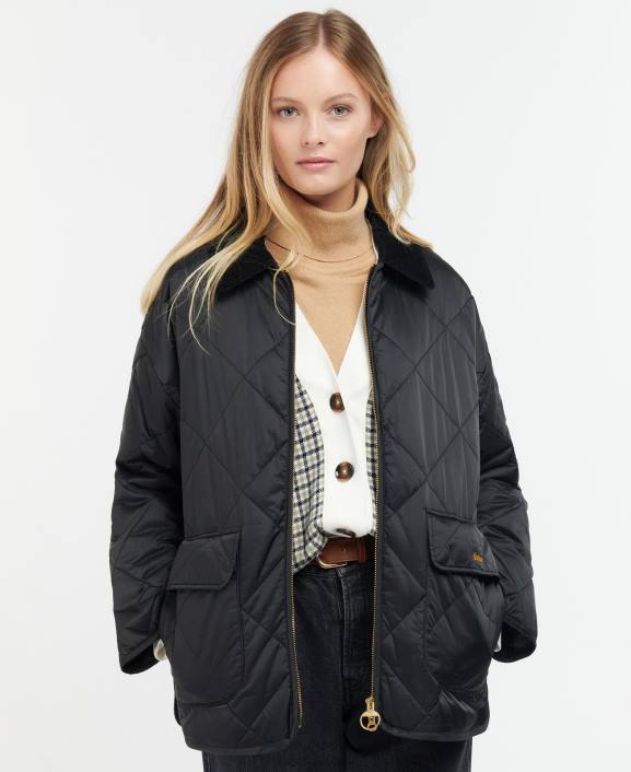 Women Black/Ancient Barbour Ryhope Quilted Jacket 40VB1421