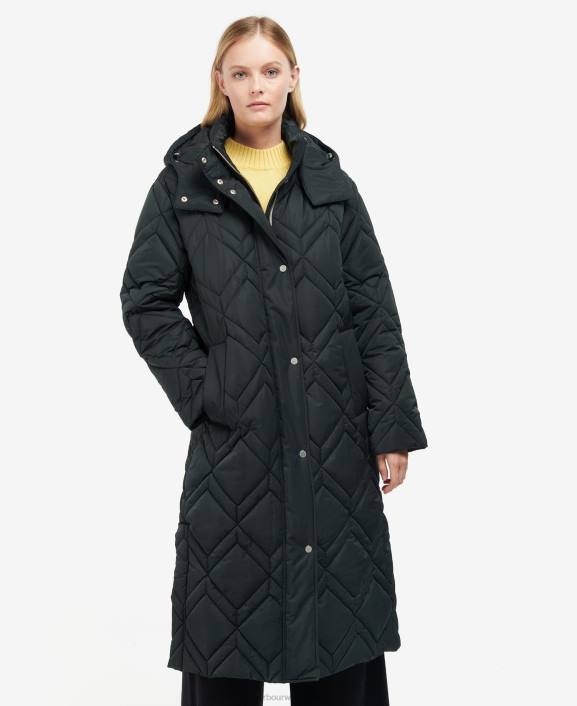 Women Black/Ancient Fern Tartan Barbour Cassius Quilted Jacket 40VB1519