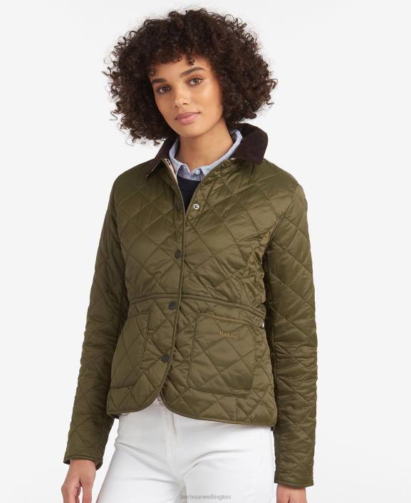 Women Black/Olive Barbour Deveron Quilted Jacket 40VB1399