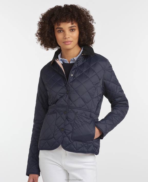 Women Black/Olive Barbour Deveron Quilted Jacket 40VB1413