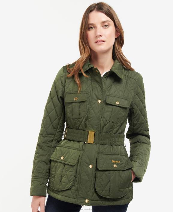 Women Olive/Ancient Barbour Belted Defence Quilted Jacket 40VB1435