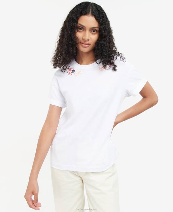 Women Classic White Barbour Apia T-Shirt 40VB1683