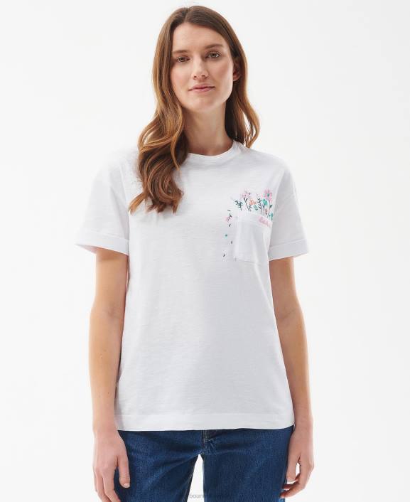 Women Classic White Barbour Evergreen T-Shirt 40VB1655