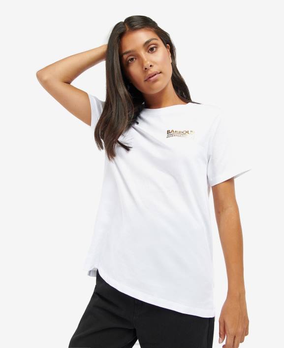 Women Classic White Barbour Kasuki T-Shirt 40VB1748