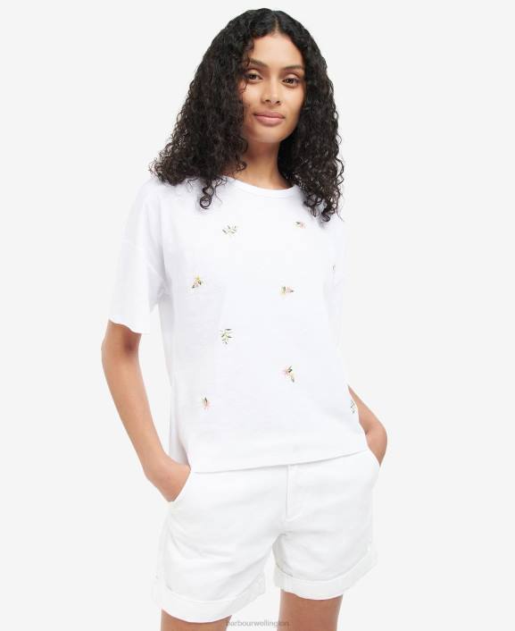 Women Classic White Barbour Nahla T-Shirt 40VB1754