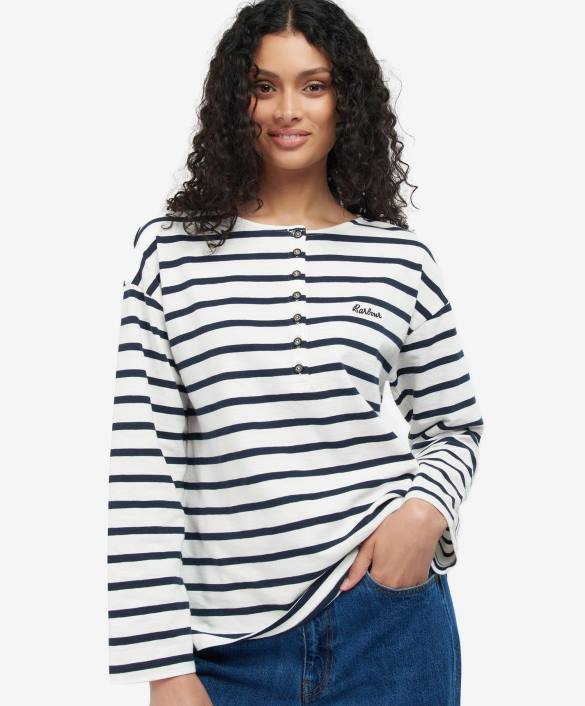 Women Navy Stripe Barbour Lunan Top 40VB1703