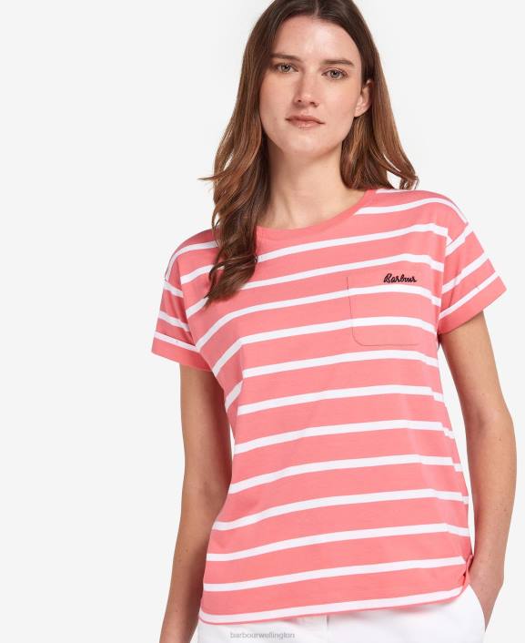 Women Navy/White Barbour Otterburn Stripe T-Shirt 40VB1736