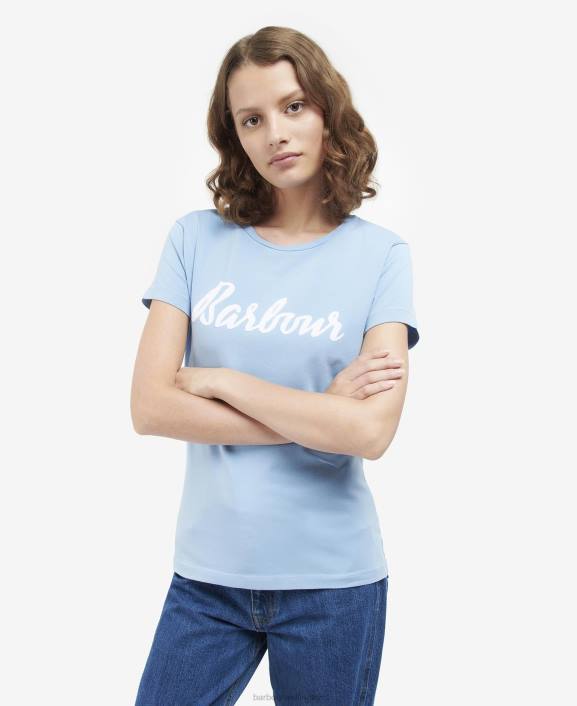 Women Navy/White Barbour Otterburn T-Shirt 40VB1688