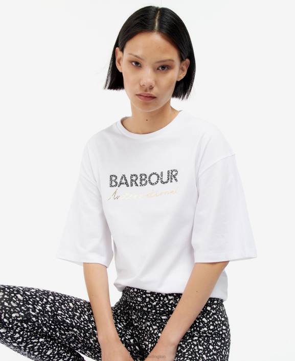 Women Optic White Barbour Pavilion T-Shirt 40VB1701