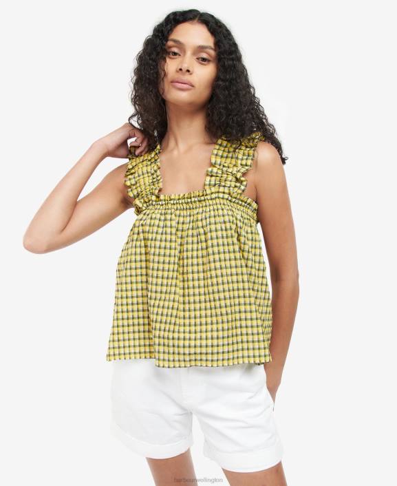 Women Sunrise Yellow Check Barbour Addison Top 40VB1623