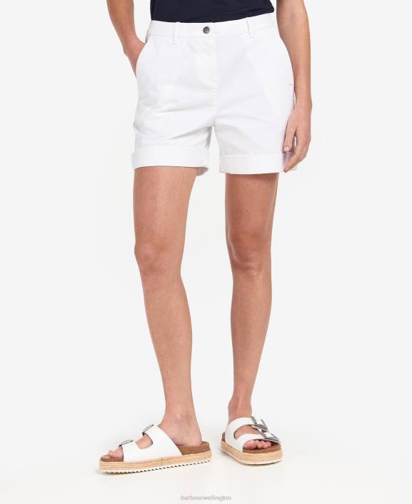 Women Classic White Barbour Chino Shorts 40VB1786