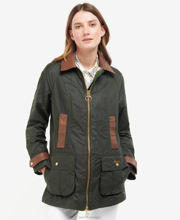 Women Archive Olive/Ancient Barbour Premium Beadnell Waxed Jacket 40VB1387