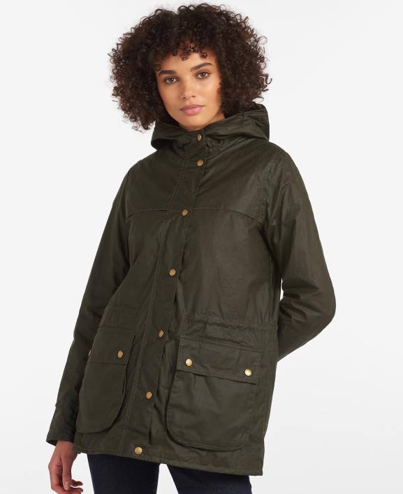 Women Archive Olive Barbour Lightweight Durham Waxed Cotton Jacket 40VB1369