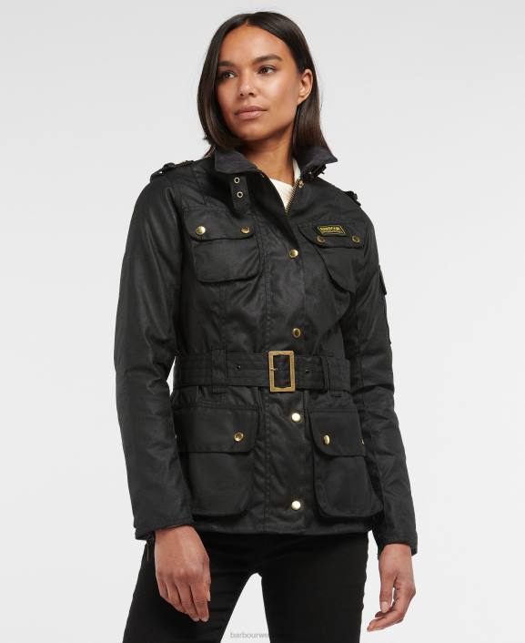 Women Black Barbour Ladies International Waxed Jacket 40VB1380