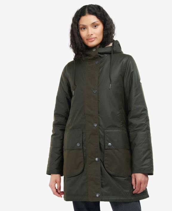 Women Fern/Olive/Limeade Barbour Lunan Wax Jacket 40VB1397