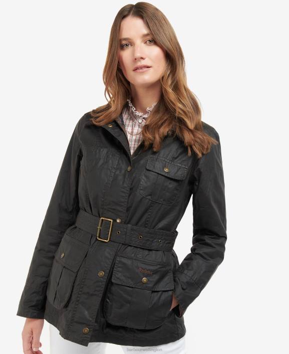 Women Rustic/Classic Barbour Belted Beadnell Waxed Jacket 40VB1394