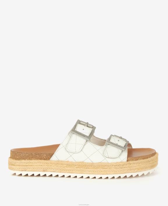 Women Classic White Barbour Pamela Diamond Quilted Sandals 40VB2120